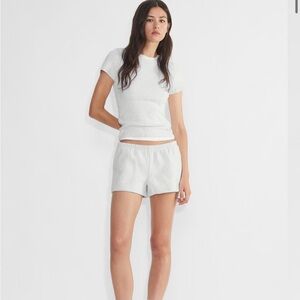 Aritzia Cozy Sweatfleece Boyfriend Lo-Rise Mini Short Heather Cloud White 2xs XX
